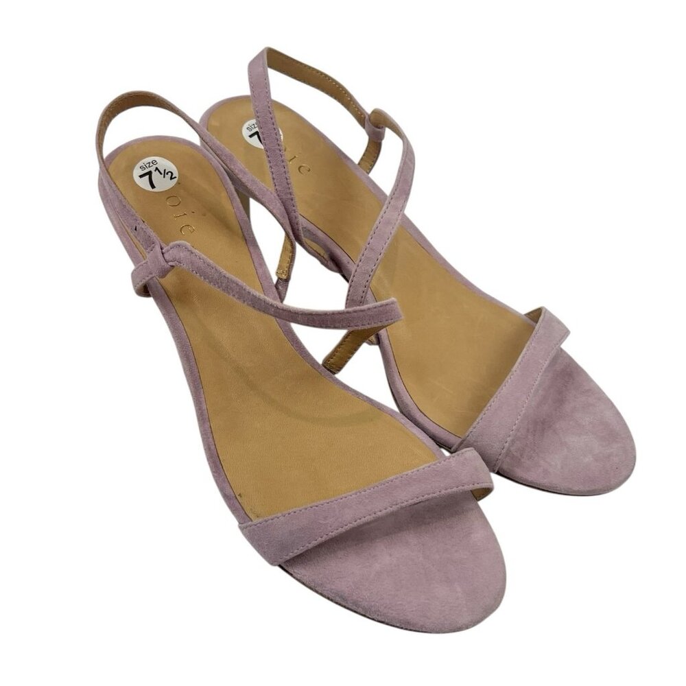 Joie Madi Heeled Sandals Size 7.5 US 38 EU Lilac Purple Suede Strappy Slingback - Picture 6 of 12